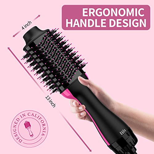 Hair Dryer Brush Blow Dryer Brush in One, Upgraded 4 in 1 Hair Dryer and Styler Volumizer with Negative Ion Anti-frizz Ceramic Titanium Barrel Hot Air Brush Hair Straightener Brush 75MM Oval Shape