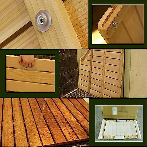 Mat,Bamboo Bathroom Accessories,Anti-Slip Wood Shower Mat,Bamboo Duckboard Bath Mat,Customizable,Kitchen and Hallway (Size : 75x75cm/30x30in)