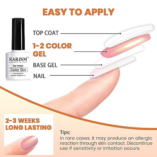 RARJSM Pearl Gel Nail Polish Set Iridescent Shell Glitter Gel Polish 6 Sunset Colors Light Purple Blue Pink Red Gold Shimmer Mermaid Swirl Thread Effect Soak Off LED UV Curing Requires Home Salon