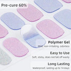 Semi Cured Gel Nail Strips - 28 pcs UV Gel Nail Stickers for Women, Work with Any UV Lamp, Long Lasting Gel Nail Wraps, Includes Prep Pads, Nail File & Wood Stick (Orchid Purple)