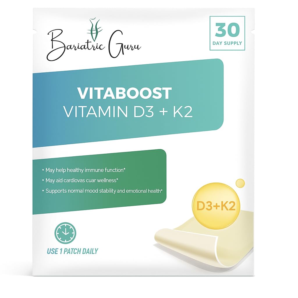Bariatric Guru VitaBoost Supplement Patch — Vitamin D3, K2, Magnesium & Calcium Citrate Transdermal Topical Patch for Bone, Muscle & Immune Support — 30 Patches