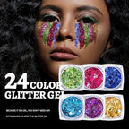Teenitor 24 Colors Face Glitter Body Glitter Gel, Hair Glitter Gel, Glitter for Halloween Makeup, Face Makeup Glitter Gel for Face, Body, Hair