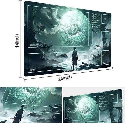 MTG Playmat Size 24x14in Free Storage Bags Non-Slip Backing Printing, Ideal for Card Game Enthusiasts TCG Playmat (with Zone,A Journey into)