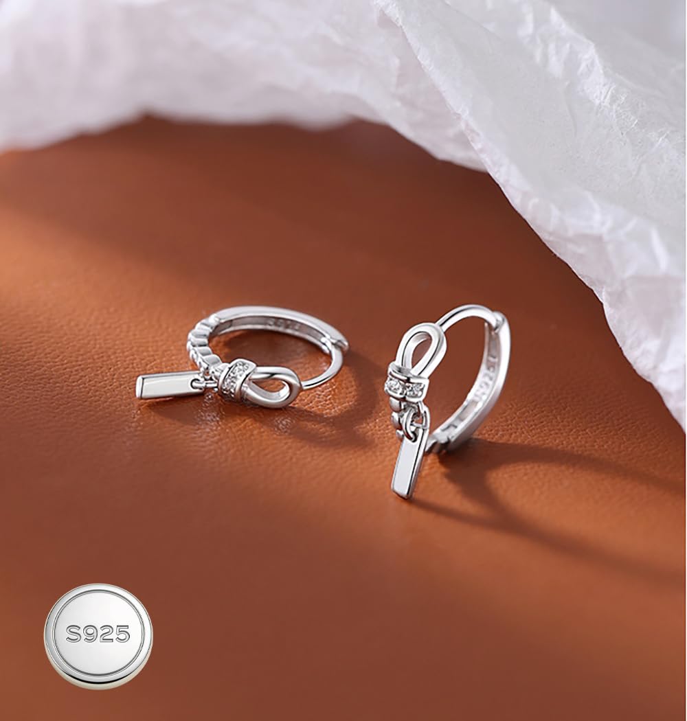Reffeer Solid 925 Sterling Silver Minimalist Hoop Earrings for Women Teen Girls CZ Hoop Earrings Cartilage Helix Hoop Earrings Huggie (A-Silver)
