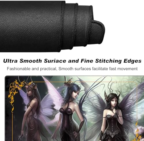 for MTG Playmat with Zones 24 x 14 inches for TCG Playmats Non-Slip Rubber Base Commander Play Mat for Card Play mat Iorcana Trading Card Game, Seven Dark Fairy Dark Witch