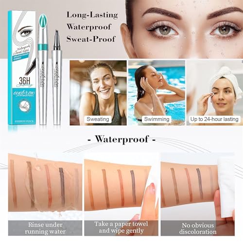 Eyebrow Pencil Eyebrow Microblading Pen - Liquid Eyebrow Pen Micro 4 Point Brow Pen Lift & Brow Pencil Snatch, Eye Makeup Long-Lasting Waterproof Natural Eyebrow Hair 2 PCS (Light Brown)