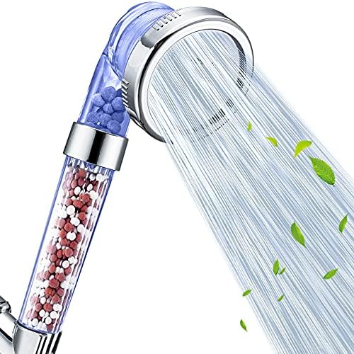 Nosame Shower Head, Filter Filtration High Pressure Water Saving 3 Mode Function Spray Handheld Showerheads 1.6 GPM for Dry Hair & Skin SPA
