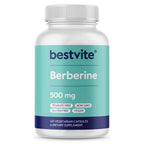 BESTVITE Berberine 500mg Per Capsule (120 Vegetarian Capsules) - No Fillers - No Stearates - No Flow Agents - Vegan - Gluten Free - Non GMO