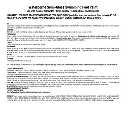INSL-X Waterborne, Semi-Gloss Acrylic Pool Paint, Aquamarine,1 Gallon,128 Fl Oz (Pack of 1)