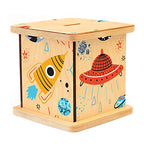 Wooden Piggy Bank for Kids and Adults, Personalized Gift Handmade in USA by BloomOwl, Custom Piggy Bank, Personalized Banks for Kids, Gifts for Baby Boys and Girls (Space)