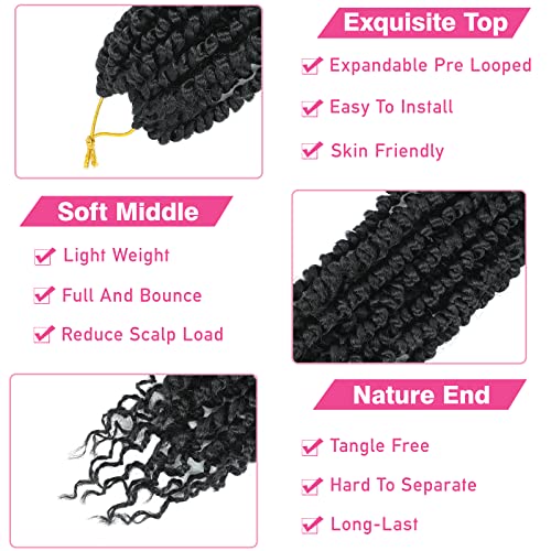 9 Pack Passion Twist Crochet Hair 10 Inch Pre-twisted Passion Twist Hair Pre Looped Boho Crochet Braids Hair for Women Girls and Kids (10Inch,1B)
