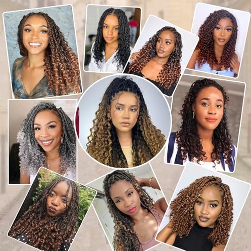 8 Pack Boho Box Crochet Braids Pre Looped with Curly Ends Ombre Blonde - 8 Inch Goddess Bohemian Box Braids Crochet Hair for Black Women Synthetic 3X Boho Crochet Hair Extensions Pre Looped T27