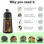 Instant Wine Red Hair Coloring for Women and Men - 3 in 1 Herbal Hair Dye Shampoo with 100% Gray Coverage in Minutes, 500ml, 16.9 Fl Oz