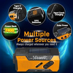 FosPower Emergency Weather Radio (Model A1) NOAA/AM/FM with 7400mWh Portable Power Bank, USB/Solar/Hand Crank Charging, Battery Operated, SOS Alarm & Flashlight for Indoor/Outdoor Emergencies