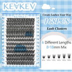 KevKev Lash Clusters 168 Pcs Cluster Lashes DIY Lash Extensions Mixed Styles Individual Lashes Eyelash Clusters Thin Band & Soft False Lashes Wispy Natural Lash Extension Clusters (Cirrus, D-8-18mix)