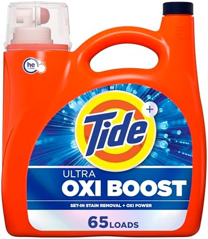 Tide Ultra Oxi Boost Liquid Laundry Detergent, 92 fl oz, 65 Loads, Advanced Stain Remover, Laundry Detergent Liquid with Extra Oxi Power