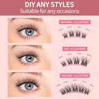 DIY Eyelash Extension Kit,114pcs 10-16mm Lash Cluster With Lash Bond and Seal Remover, Tweezers, Individual D Curl Manga Cluster Lashes, Natural Look, Hyacinth