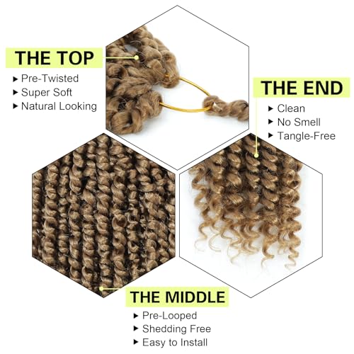 Passion Twist Crochet Hair 10 Inch Passion Twist Hair 8 Packs Pre-Twisted Passion Twist Crochet Hair for Black Women Soft Passion Twist Curly Crochet Hair 10"(Pack of 8) 27#