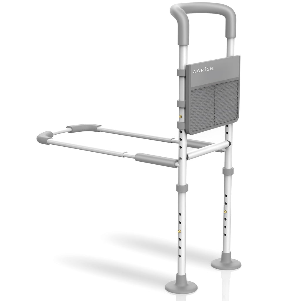 Agrish Bed Rails for Elderly Adults Safety, Bed Rails for Seniors Supports 350lbs with Motion Lights & Storage Pouch, Adjustable Bed Cane with Non-Slip Grip, Stable Bed Assist Rails for Seniors