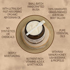 Thompson’s Tallow – Beef Tallow for Skin, 100% Grass-Fed Whipped Tallow Balm Moisturizer with Abyssinian Oil, Manuka Honey & Propolis, Herb-Infused, USA Handmade, Frankincense