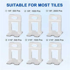 DGSL Tile Leveling System Clips - 500-Piece DIY Tiles Leveler Spacers - Tile Leveling System for Professional Ceramic Tile and Stone Installation (1/8 Inch)