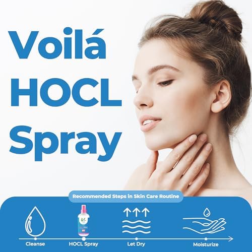 VoilaVe HOCL Spray | Hypochlorous Acid Spray for Skin | HOCL Face & Body Mist Toner for Acne, Scars, Redness, Irritations, Itchy Scalp & Piercing Aftercare | As Seen on TV – 8oz (Packaging May Vary)