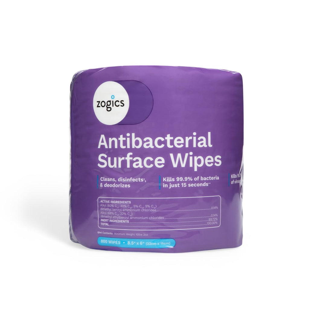 Zogics Antibacterial Wipes – Disinfecting Wipes for Sanitizing and Cleaning Surfaces and Equipment, EPA Registered Antibacterial Cleaning Wipes (3,200 Count – 4 Rolls of 800 Wipes)
