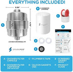 SparkPod 23 Stage Shower Head Filter for Dry Hair and Skin - High Output Universal Shower Filters to Remove Toxic Chemicals, Chlorine & Heavy Metals (Luxury Polished Chrome)