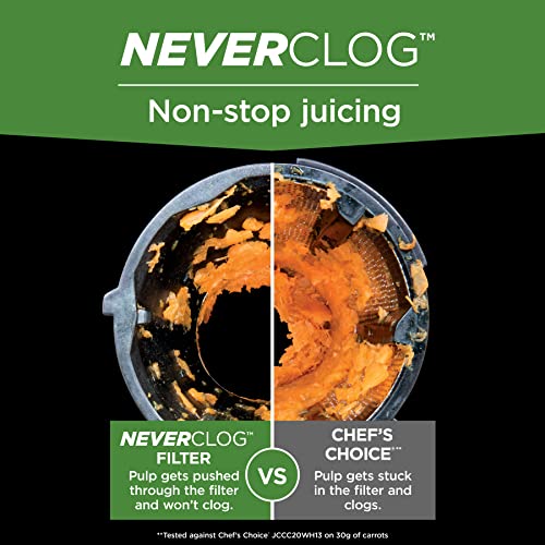 Ninja JC151 NeverClog Cold Press, Powerful Slow Juicer with Total Pulp Control, Stainless Steel, Wood Charcoal