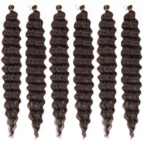 Curly Braiding Hair Boho Hair for Braiding Hair Ocean Wave Crochet Hair 18Inch Deep Curly Crochet Braids Wet and Wavy Braiding Hair Synthetic Crochet Hair for Black Women (4# 18 Inch (Pack of 6))
