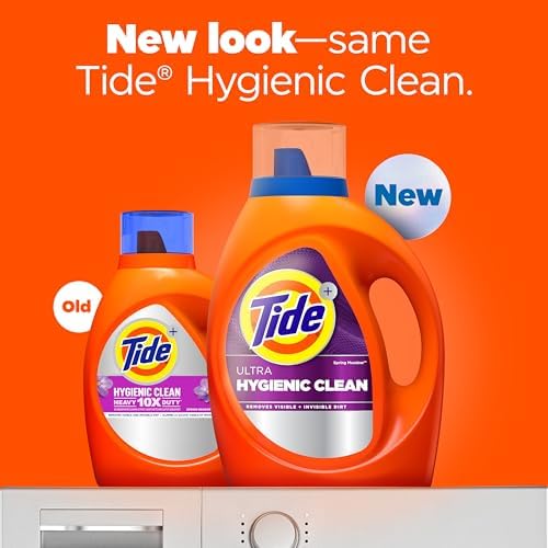 Tide Hygienic Clean Heavy 10x Duty Liquid Laundry Detergent, HE Compatible, Spring Meadow Scent, 59 Loads, 84 fl oz