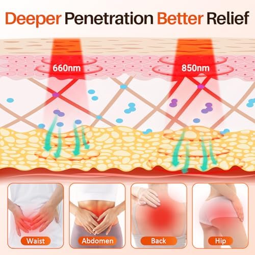 Comfytemp 5000mAh Portable Red Light Therapy Belt for Body, FSA HSA Eligible Near Infrared Light Therapy Wrap, 13W Cordless Flexible Light Wrap for Waist Belly Lower Back Joint Muscle Pain Relief