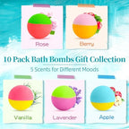10 Bath Bombs Gift Set, Handmade with Natural Ingredients, 5 Aromatic Scents, Relaxing Bath Bombs for Women Men and Kids, Spa Gifts for Valentine's Day, Mothers Day, Best Birthday Gifts for Relaxation