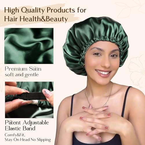YANIBEST Double Layer Satin Bonnet Silk Bonnet Adjustable Hair Bonnet for Sleeping Hair Bonnets for Women Curly Natural Hair