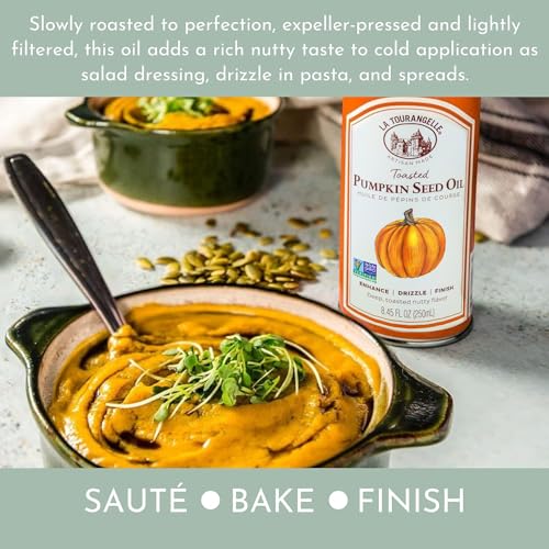 La Tourangelle, Toasted Pumpkin Seed Oil, Great for Cooking, Salad Dressings, Pastas, and Spreads - Health and Beauty Oil, 8.45 fl oz