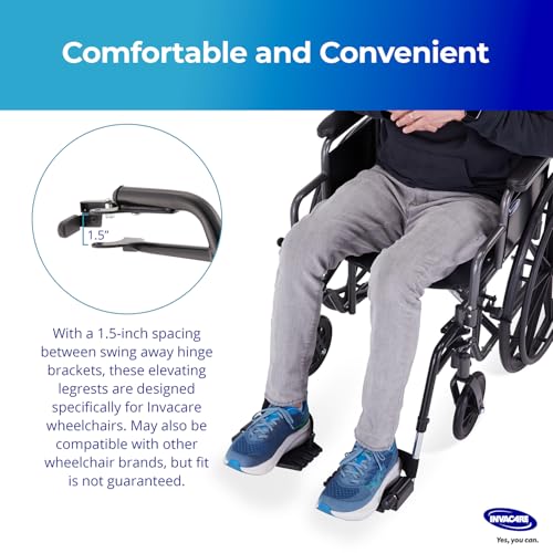 Invacare T93HCP Wheelchair Hemi Footrest with Composite Footplate and Heel Loop for Wheelchair, Pair