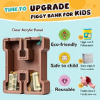 Summidate Wooden Letter Piggy Bank, Extra Thick Large Capacity Piggy Bank for Kids Boys Girls Toddler, Alphabet H Money Bank| Coin Box Birthday, Christmas, Festival
