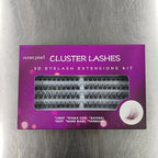 Individual Lashes 120 Cluster Lashes DIY Eyelash Extension Thin Band Wide Stem Lash Clusters with Applicator and Lash Bond and Seal Lash Extension Kit Mix 10-16mm Length C/D Curl - OP06