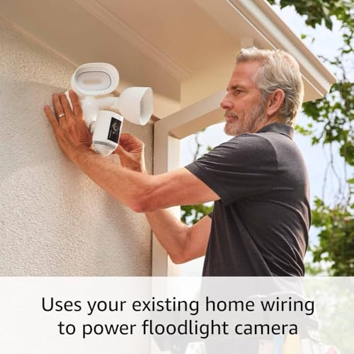 Ring Floodlight Cam Wired Pro with Bird’s Eye View and 3D Motion Detection, Black