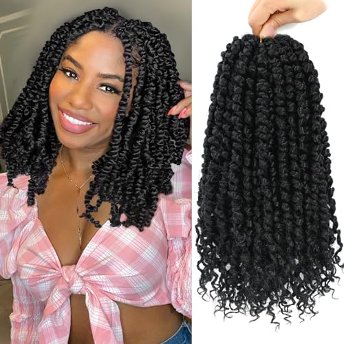 9 Pack Passion Twist Crochet Hair 10 Inch Pre-twisted Passion Twist Hair Pre Looped Boho Crochet Braids Hair for Women Girls and Kids (10Inch,1B)