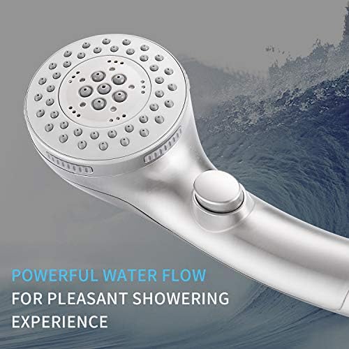 Shower Head, High Pressure 6 Setting Shower Head Hand-Held with ON/OFF Switch and Spa Spray Mode - Shower Heads with Handheld Spray High Pressure - Brushed Nickel