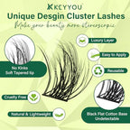 Lash Clusters 3D Effect Eyelash Clusters KEYYOU 144pcs D Curl 10mm Wispy Lashes Fluffy Cluster Lashes Natural Soft DIY Lash Extension(Radiance-D-10)