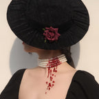 Handmade Vampire Choker, Dripping Blood Imitation Pearl Necklace Halloween Party Costume