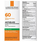 La Roche-Posay Anthelios Clear Skin Sunscreen Dry Touch SPF 60, Oil Free Sunscreen For Face, Oil Absorbing, Broad Spectrum SPF + Antioxidants, Non-Greasy, Oxybenzone Free, Travel Size