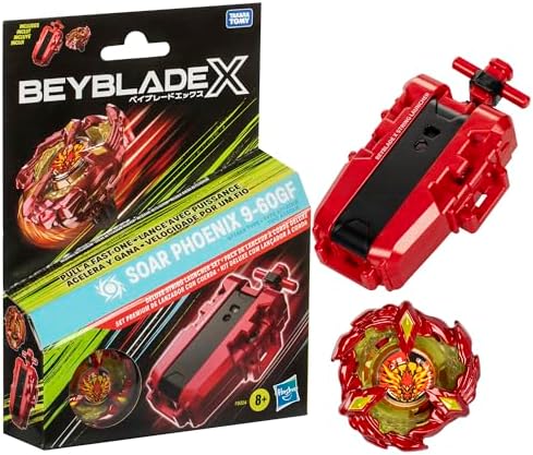 BEYBLADE X Soar Phoenix 9-60GF Deluxe String Launcher Set with Attack Type Right-Spinning Top Toy; Great Gift for 8 Year Old Boys and Girls