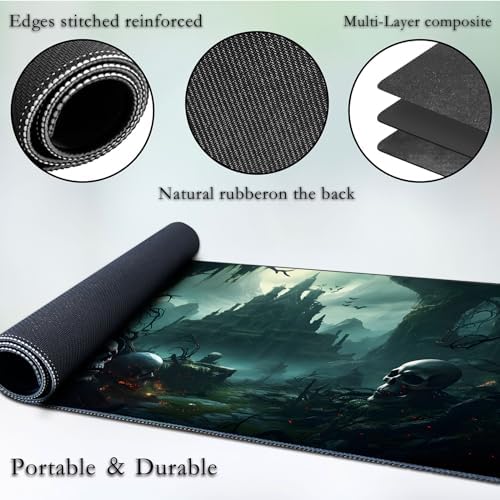 for MTG Game Playmat, for Magic TCG Rubber Play mat,Tabletop Card Playmats with Smooth Surface,Trading Card Inked Game Mat,Battle Game,Skull Castle