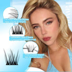 Pawotence Lash Clusters Kit Wispy Lash Extension Kit 8-16mm Natural Cluster Eyelash Extension Kit Individual Lashes 154pcs C Curled Eyelash Clusters with Lash Bond and Seal, Lash Tweezers for Self Use