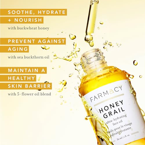 Farmacy Hydrating Face Oil - Honey Grail Nourishing Oil for Skin & Hair - Infused with Sea Buckthorn Oil, Rosehip Oil & Buckwheat Honey to Moisturize & Maintain a Healthy Skin Barrier (30ml)