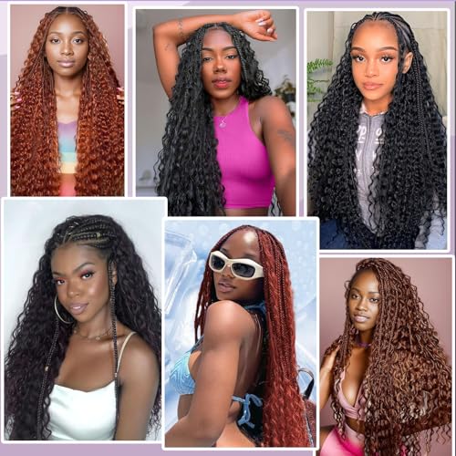 Human Braiding Hair Mix Synthetic Boho, 16 Inch Deep Wave Bulk for Boho Braids 2 Pcs Curly Bohemian Wet and Wavy Braiding Hair (P4/30#, 16 Inch)