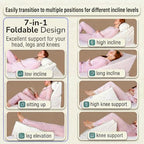 Flexicomfort Bed Wedge Pillow for Sleeping -Adjustable Post Surgery Pillow (7 in 1) -%100 Memory Foam -Head Support Cushion -Incline -Leg Elevation -Pregnancy - Snoring - Washable Cover -Large 24 Inch